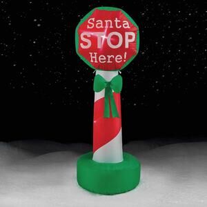 Brite Star 4 Ft. Santa Stop Here Sign Airblown Inflatable 49-110-67 Brite Star